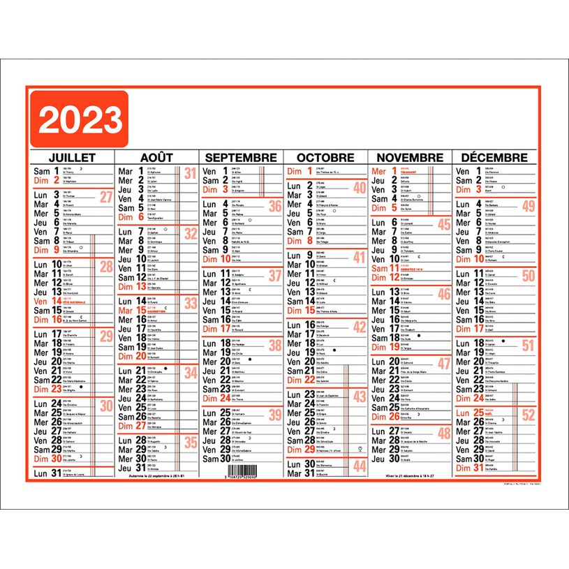 3664447125381-Oberthur Classique - Calendrier 6 mois par face - 40,5 x 52 cm-P_79360109_2-1