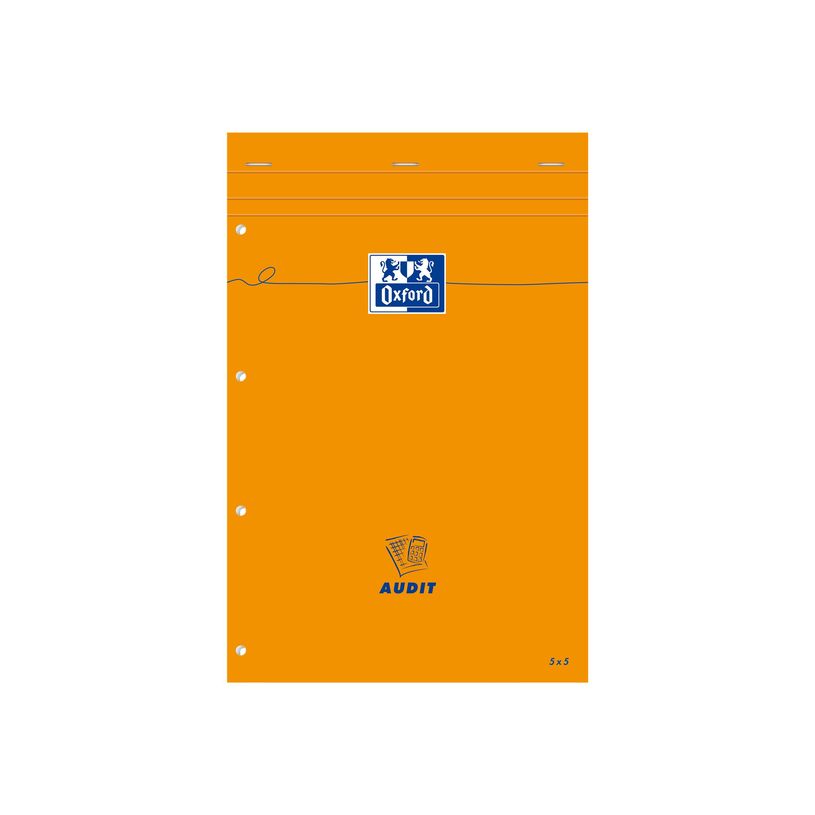 3020120820439-Oxford - Pack de 5 Blocs notes Audit - A4 + - 160 pages - 80g - perforés - orange-P_79360637_1-0