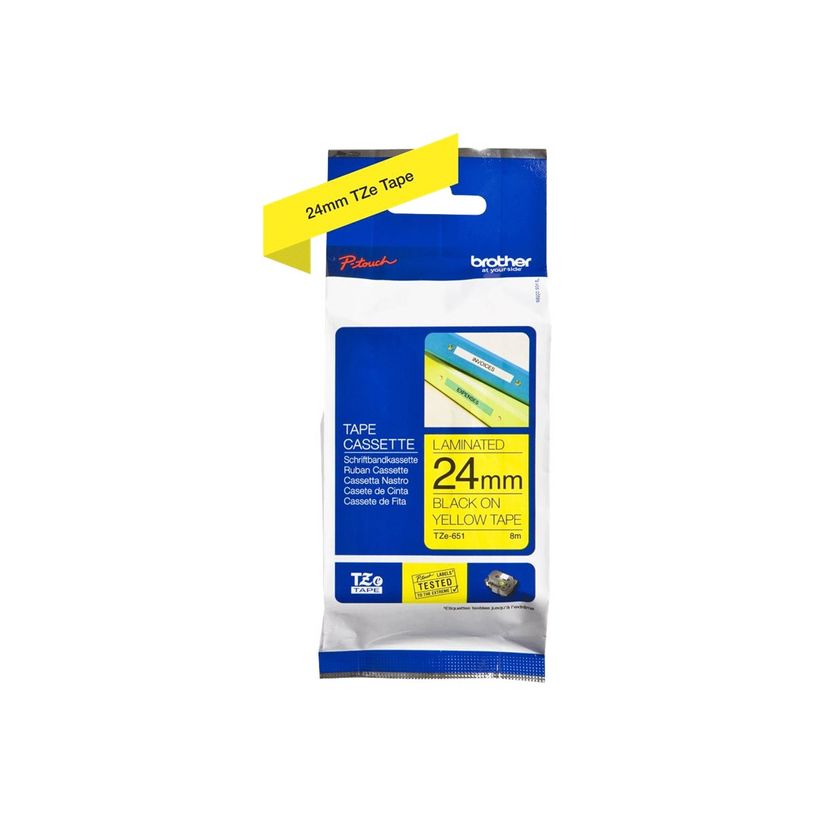 4977766686747-Brother TZe651 - Ruban d'étiquettes auto-adhésives - 1 rouleau (24 mm x 8 m) - fond jaun-P_79360935_2-11