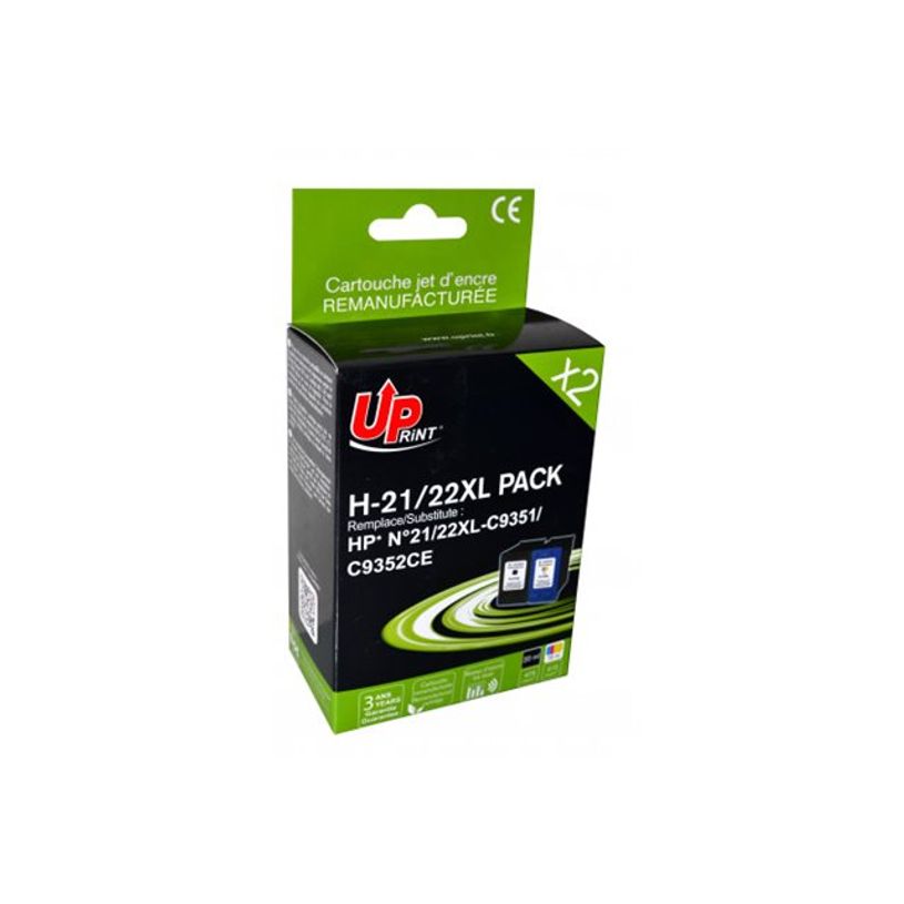 3584770880736-Cartouche remanufacturée HP 21/22 - pack de 2 - noir, cyan, magenta, jaune - Uprint-P_79362010_3-1