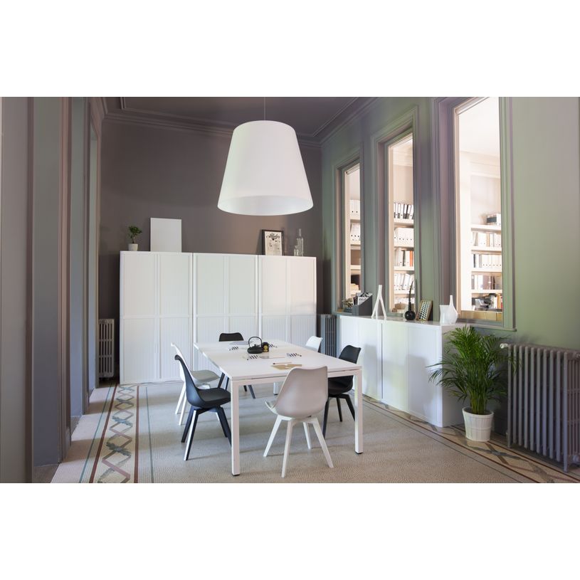 3660141929133-Armoire haute à rideaux EASY OFFICE - 110 x 204 x 41,5 cm - Corps, rideaux et poignée blanc--2