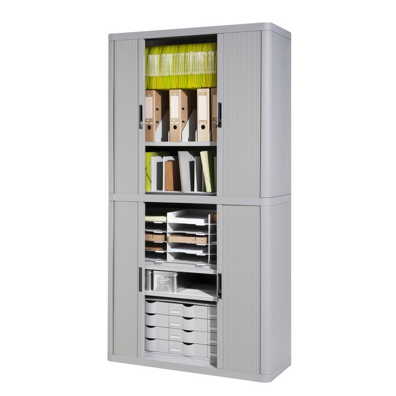 3660141020342-Bloc de classement 12 tiroirs - compatible avec les armoires EASY OFFICE - gris--1