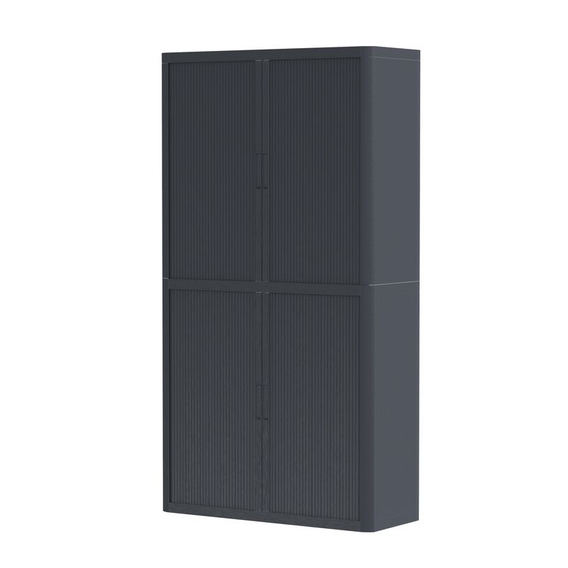 3660141929171-Armoire haute à rideaux EASY OFFICE - 110 x 204 x 41,5 cm - Corps, rideaux et poignée anthracite--0