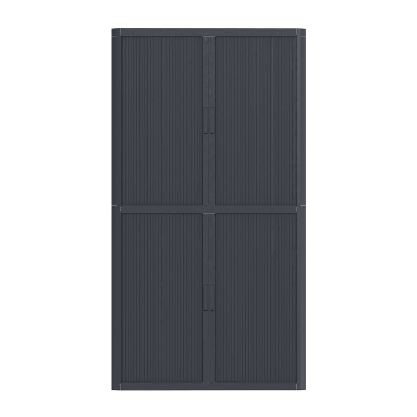 3660141929171-Armoire haute à rideaux EASY OFFICE - 110 x 204 x 41,5 cm - Corps, rideaux et poignée anthracite--1
