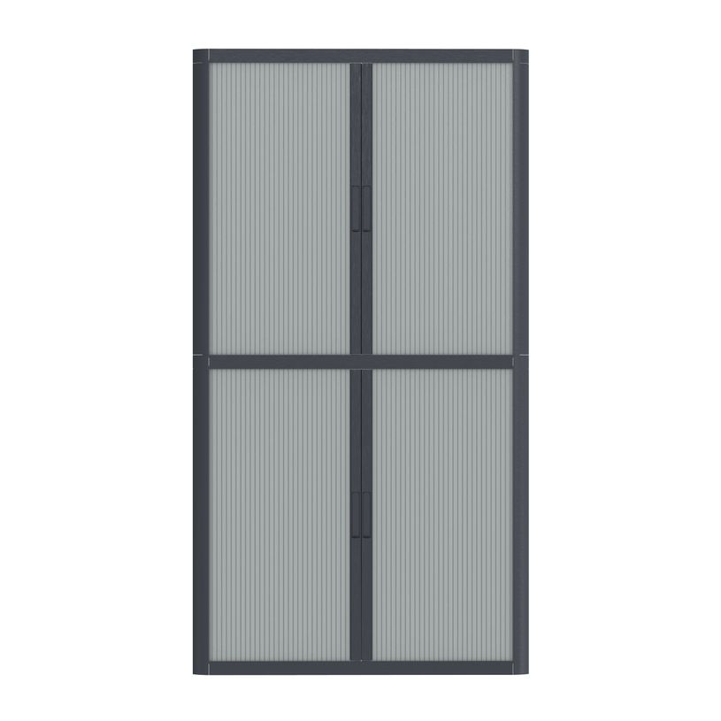3660141930269-Armoire haute à rideaux EASY OFFICE - 110 x 204 x 41,5 cm - Corps et poignée anthracite - Rideaux gri--1