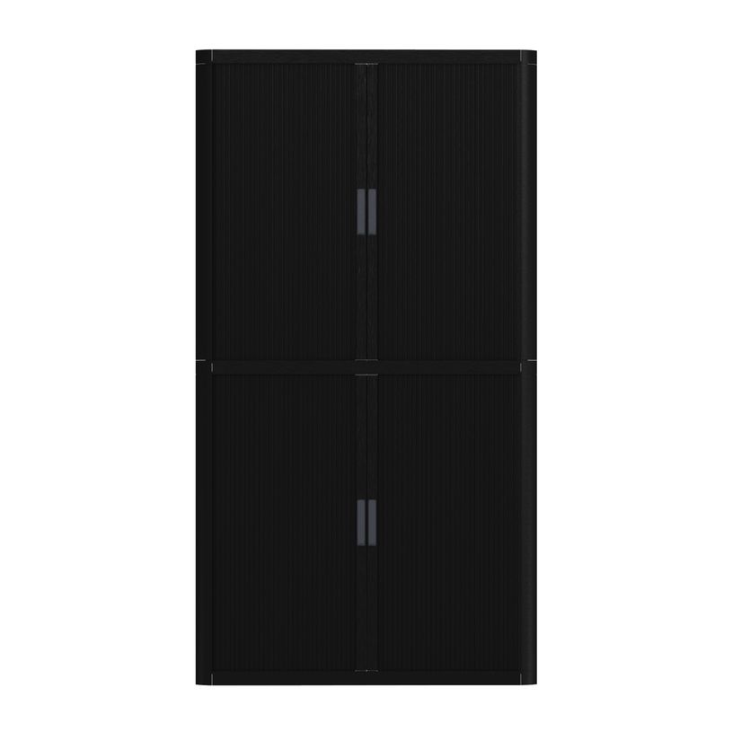 3660141930405-Armoire haute à rideaux EASY OFFICE - 110 x 204 x 41,5 cm - Corps et rideaux noir - Poignée anthracit--1