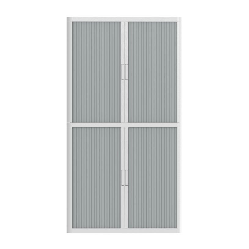 3660141930474-Armoire haute à rideaux EASY OFFICE - 110 x 204 x 41,5 cm - Corps et poignée blanc - Rideaux anthraci--1