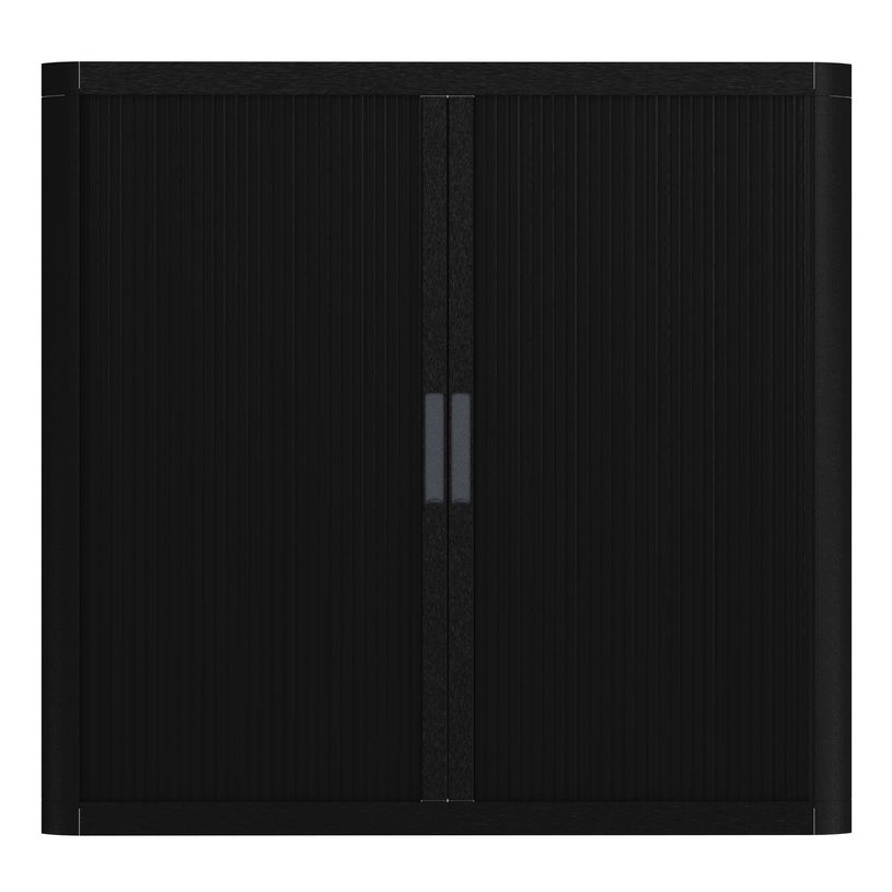 3660141930160-Armoire mi-haute à rideaux EASY OFFICE - 110 x 104 x 41,5 cm - Corps et rideaux noir - Poignée anthra--0