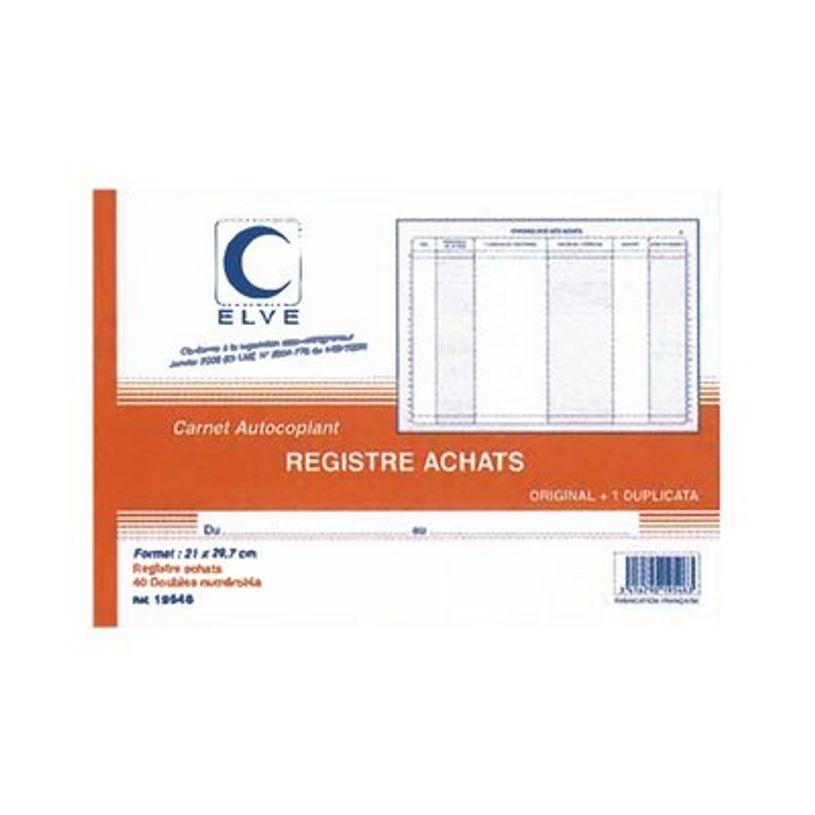 3416790195463-ELVE - Registre d'achats des auto-entrepreneurs (sans TVA) - 40 dupli - A4-P_79362531_1-0