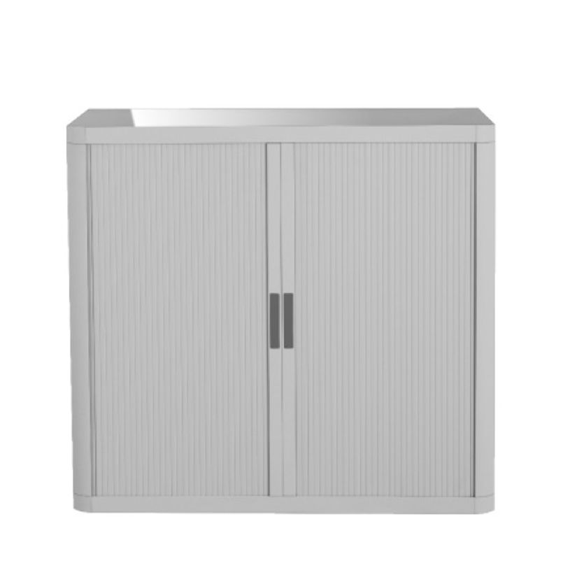 3660141929140-Armoire mi-haute à rideaux EASY OFFICE - 110 x 104 x 41,5 cm - Corps et rideaux gris - Poi-P_79362556_1-1