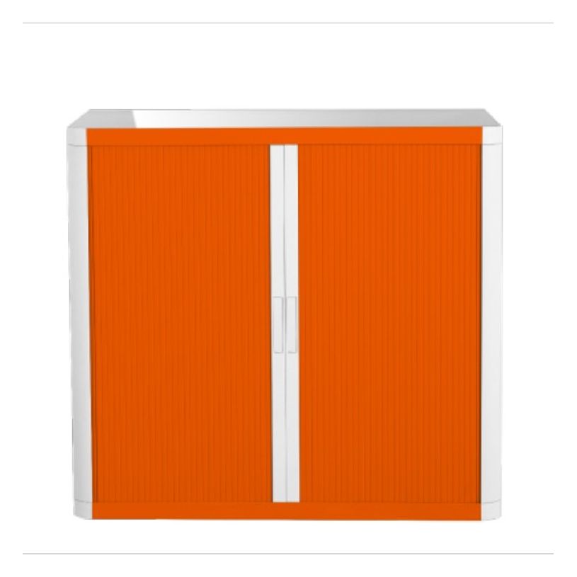 3660141930221-Armoire mi-haute à rideaux EASY OFFICE - 110 x 104 x 41,5 cm - Corps et poignée blanc - R-P_79362572_1-0