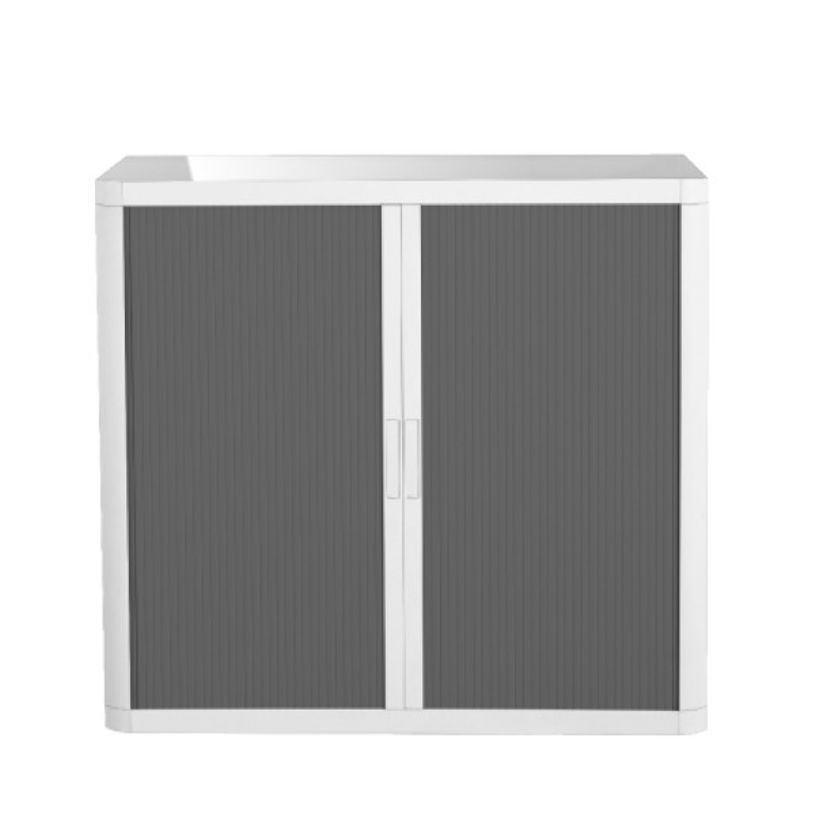 3660141930238-Armoire mi-haute à rideaux EASY OFFICE - 110 x 104 x 41,5 cm - Corps et poignée blanc - R-P_79362573_1-0