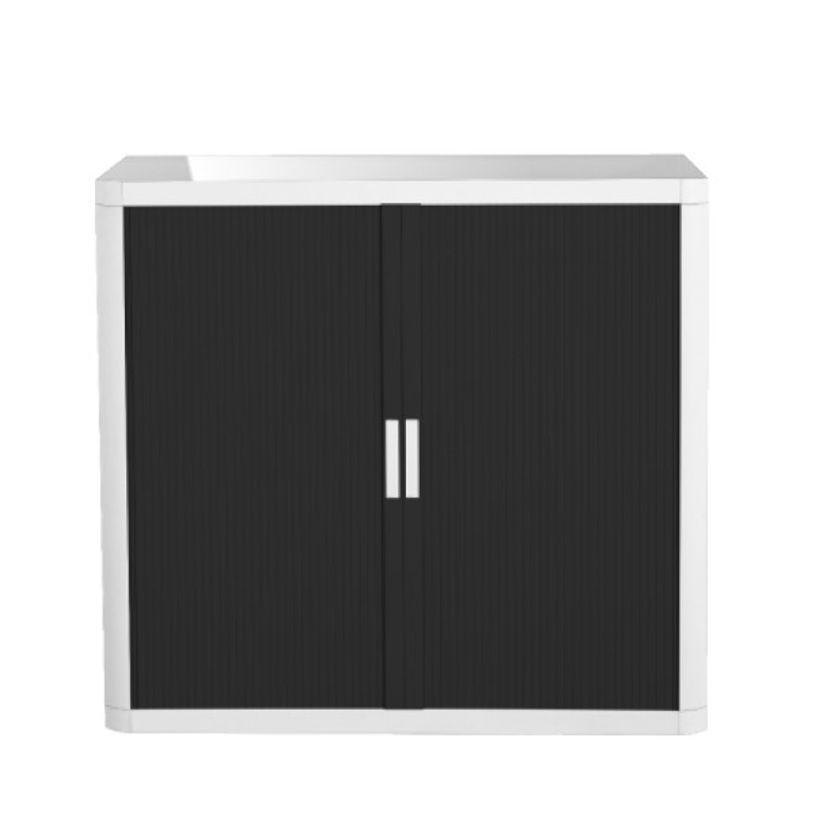 3660141930245-Armoire mi-haute à rideaux EASY OFFICE - 110 x 104 x 41,5 cm - Corps et poignée blanc - R-P_79362574_1-0