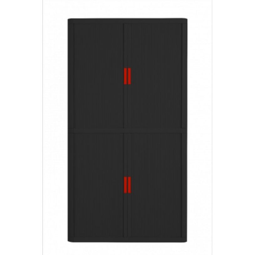 3660141930283-Armoire haute à rideaux EASY OFFICE - 110 x 204 x 41,5 cm - Corps et rideaux noir - Poign
