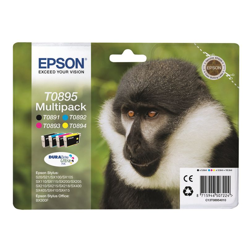 8715946507231-Epson T0895 Singe - Pack de 4 - noir, cyan, magenta, jaune - cartouche d'encre originale-P_79364291_2-1