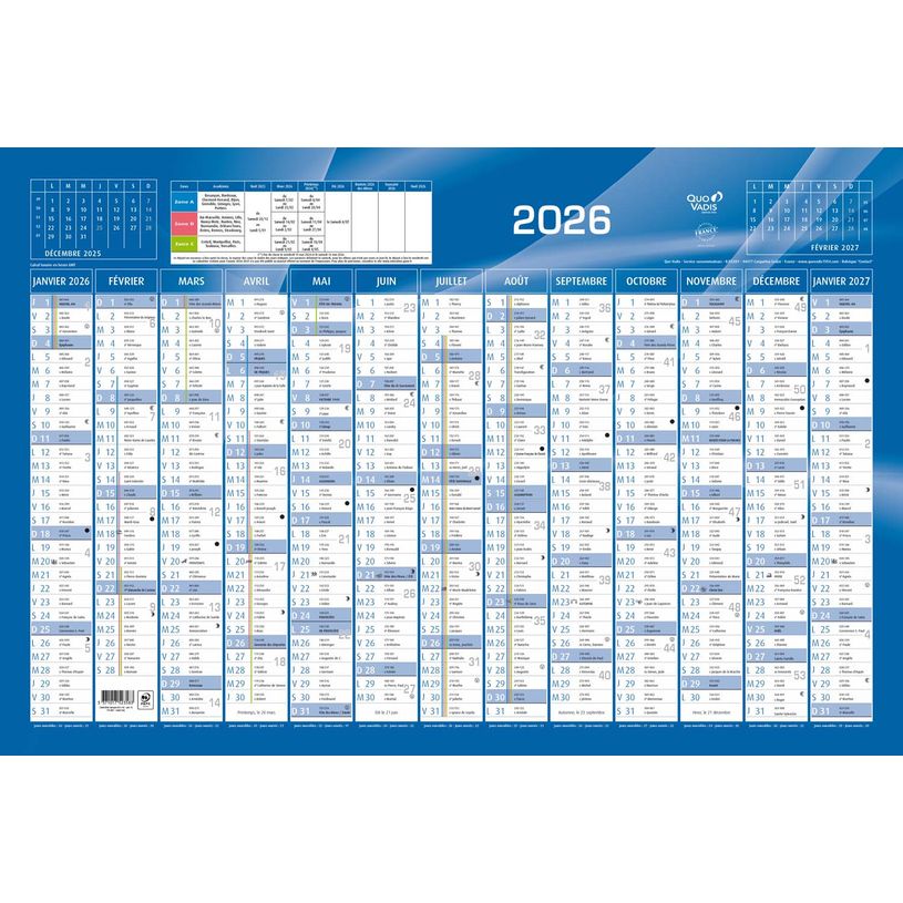 3371017523583-Quo Vadis - Calendrier horizontal 13 mois sur 1 face - 43 x 65 cm - bleu--0