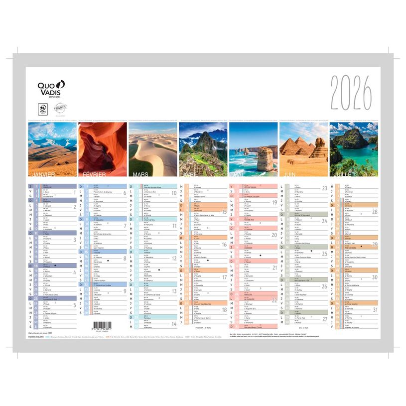 3371017523651-Quo Vadis - Calendrier Fantaisie 7 mois par face - 21 x 27 cm - Terre--0