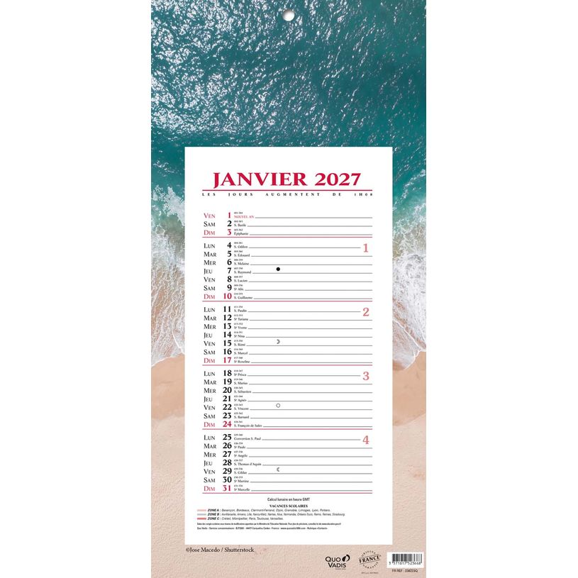 3371017523668-Quo Vadis - Bloc mensuel - Français - Fantaisie - Evasion - 12 mois de janvier à décembre - 16x33,5 cm - Papier Clairefontaine blanc - Fabri--0