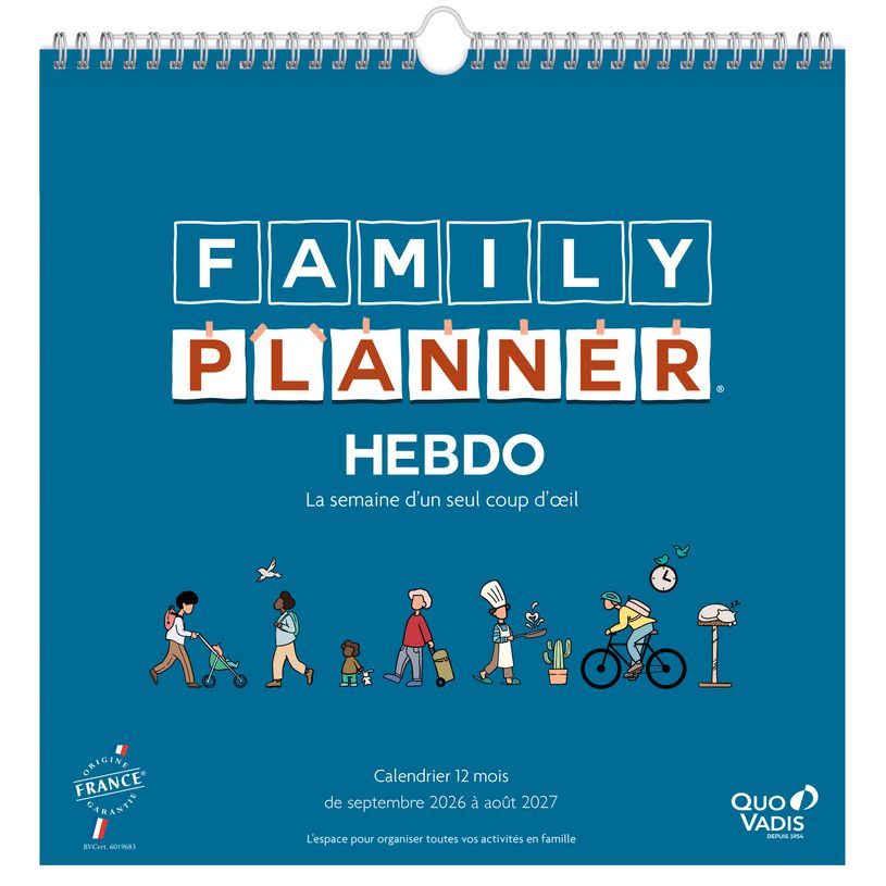 3371017523682-Quo Vadis - Calendrier familial à feuillets - Spiralé - 2026-2027 - Français - Family Planner - 12 mois de septembre à août - 30x30 cm - Papier Clairefontaine blanc - Fabri--0