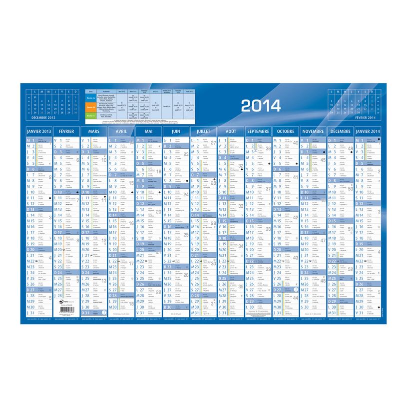 3371017523583-Quo Vadis - Calendrier mural - Français - Classic - Bleu - 13 mois de janvier à janvier - 65x40,5 cm - Papier Clairefontaine b-P_79364635_2-1