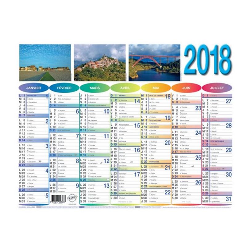 3371017523637-Quo Vadis - Calendrier mural - Français - Tradition - Tradition - 13 mois de janvier à janvier - 27x21 cm - Papier Clairefontaine b-P_79364640_3-2
