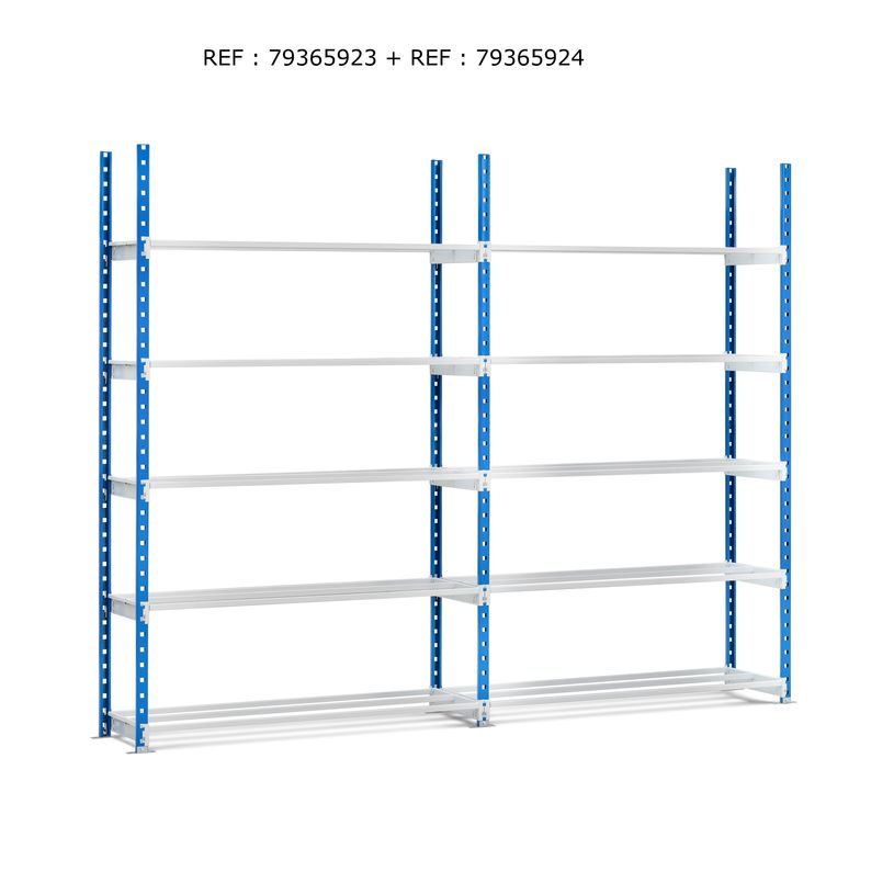 3660141140286-Paperflow Rang'Eco - Rack à étagère - élément suivant 5 niveaux - 100 x 200 x 34 cm--2
