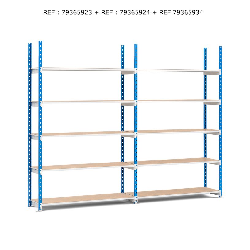 3660141140286-Paperflow Rang'Eco - Rack à étagère - élément suivant 5 niveaux - 100 x 200 x 34 cm--3