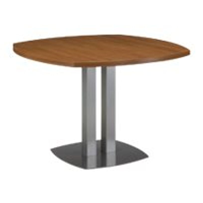 3483600219510-Table de réunion carrée SLIVER - L115 x H75 x P115 - 4 côtés courbes - Noyer et bronze-P_79365940_1-0