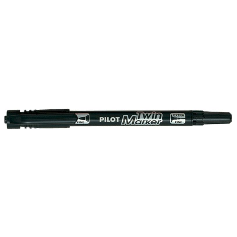 4902505342080-Pilot TWIN MARKER - Marqueur permanent - double pointe fine et extra fine - noir--0