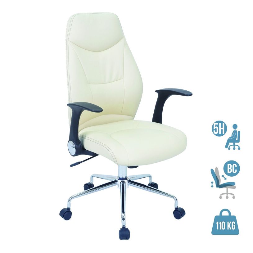 3397701921527-Fauteuil de bureau BRONTES - accoudoirs rabattables - appui-tête intégré - blanc-P_79366942_1-0