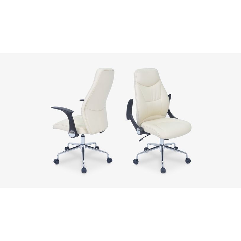 3397701921527-Fauteuil de bureau BRONTES - accoudoirs rabattables - appui-tête intégré - blanc-P_79366942_6-5