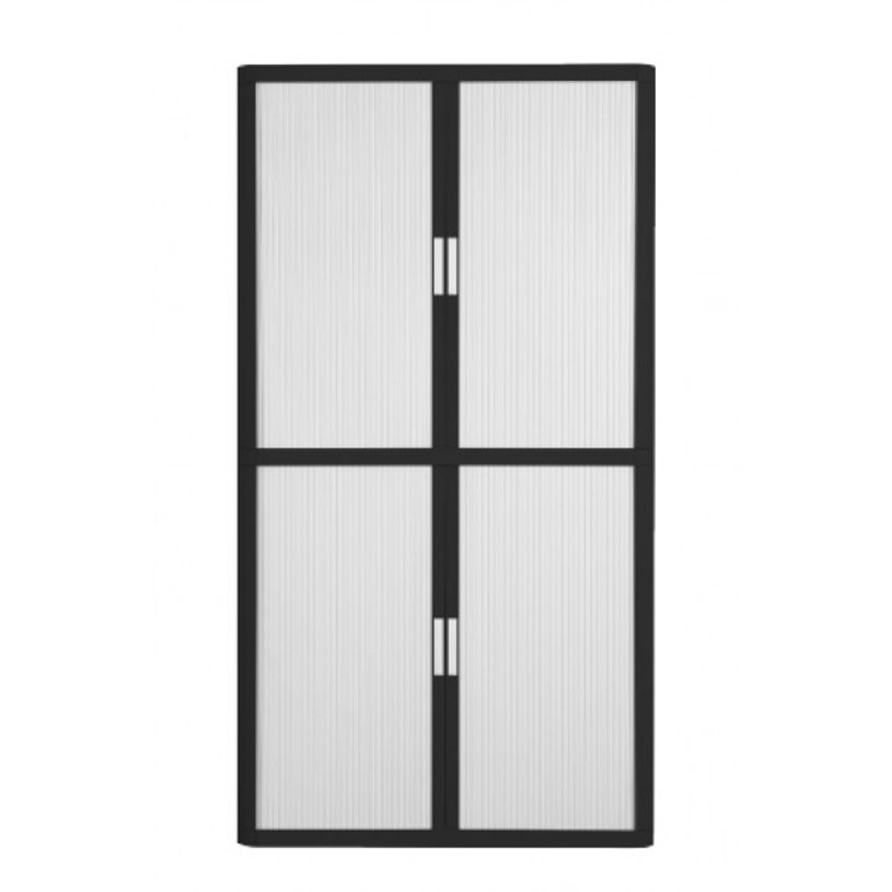 3660141931174-Armoire haute à rideaux EASY OFFICE - 110 x 204 x 41,5 cm - Corps noir - Rideaux et poign