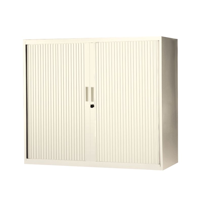 0000793676949-Armoire basse à rideaux - L120  x H105 x P43 cm - 2 tablettes - beige-P_79367694_1-0