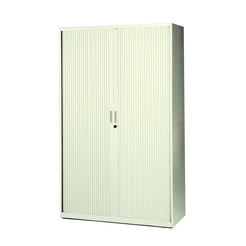 0000793677045-Armoire haute à rideaux - L120  x H198 x P43 cm - 4 tablettes - beige-P_79367704_1-0