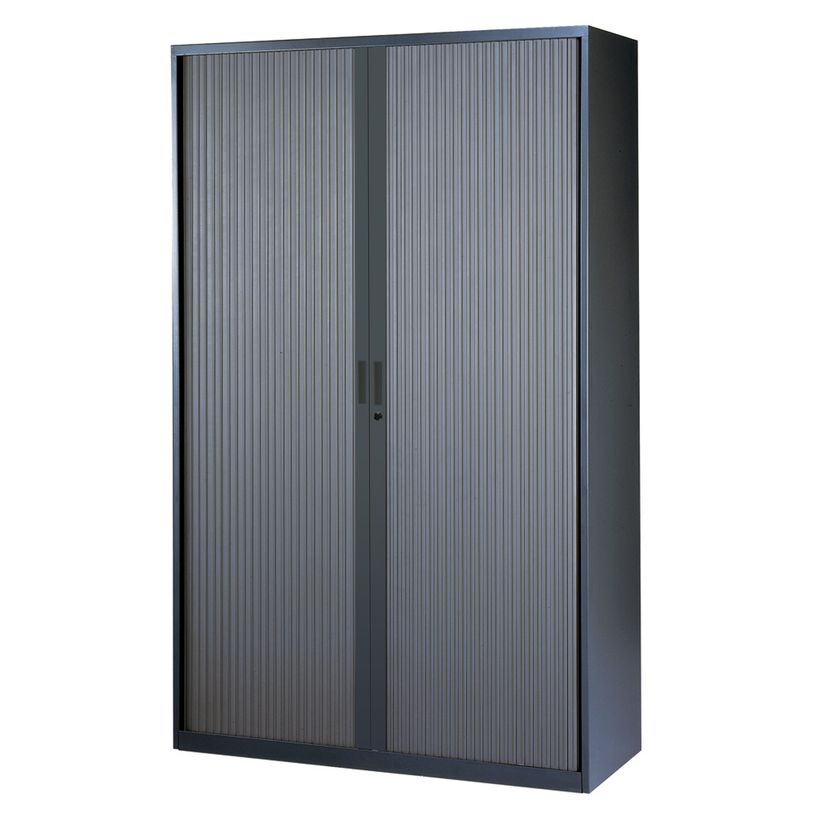 0000793677052-Armoire haute à rideaux - L120  x H198 x P43 cm - 4 tablettes - anthracite-P_79367705_1-0