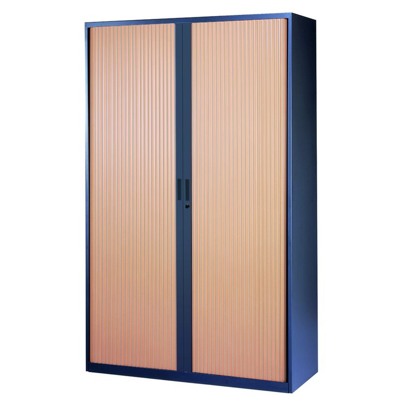 0000793677076-Armoire haute à rideaux - L120  x H198 x P43 cm - 4 tablettes - corps anthracite / porte h-P_79367707_1-0