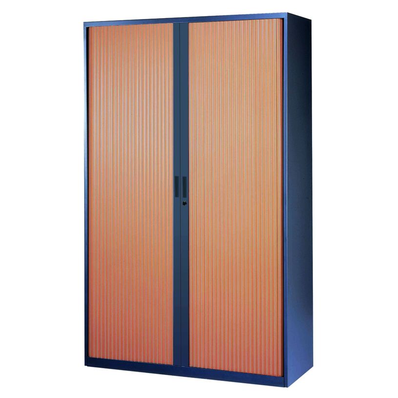 0000793677083-Armoire haute à rideaux - L120  x H198 x P43 cm - 4 tablettes - corps anthracite / porte m-P_79367708_1-0