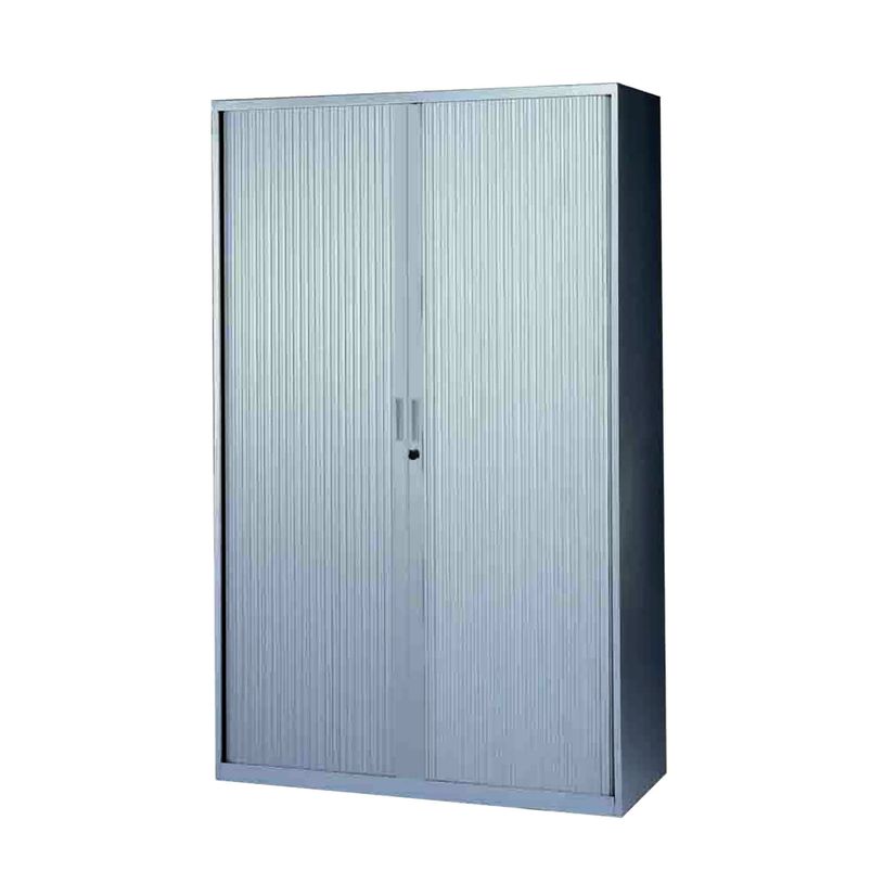 0000793677106-Armoire haute à rideaux - L120  x H198 x P43 cm - 4 tablettes - silver-P_79367710_1-0