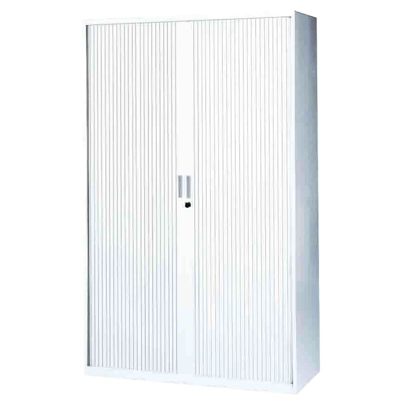 3700339871759-Armoire haute à rideaux - L120  x H198 x P43 cm - 4 tablettes - blanc-P_79367726_1-0