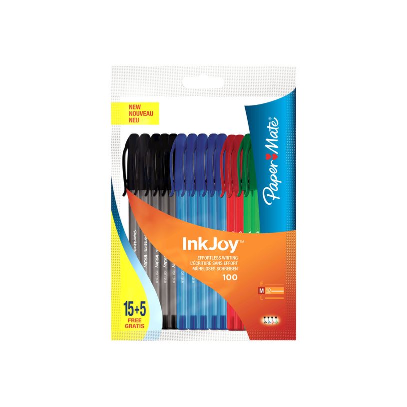 3501170957257-Paper Mate InkJoy 100 - Stylo bille - Pointe moyenne - 20 stylos-P_79367968_3-2