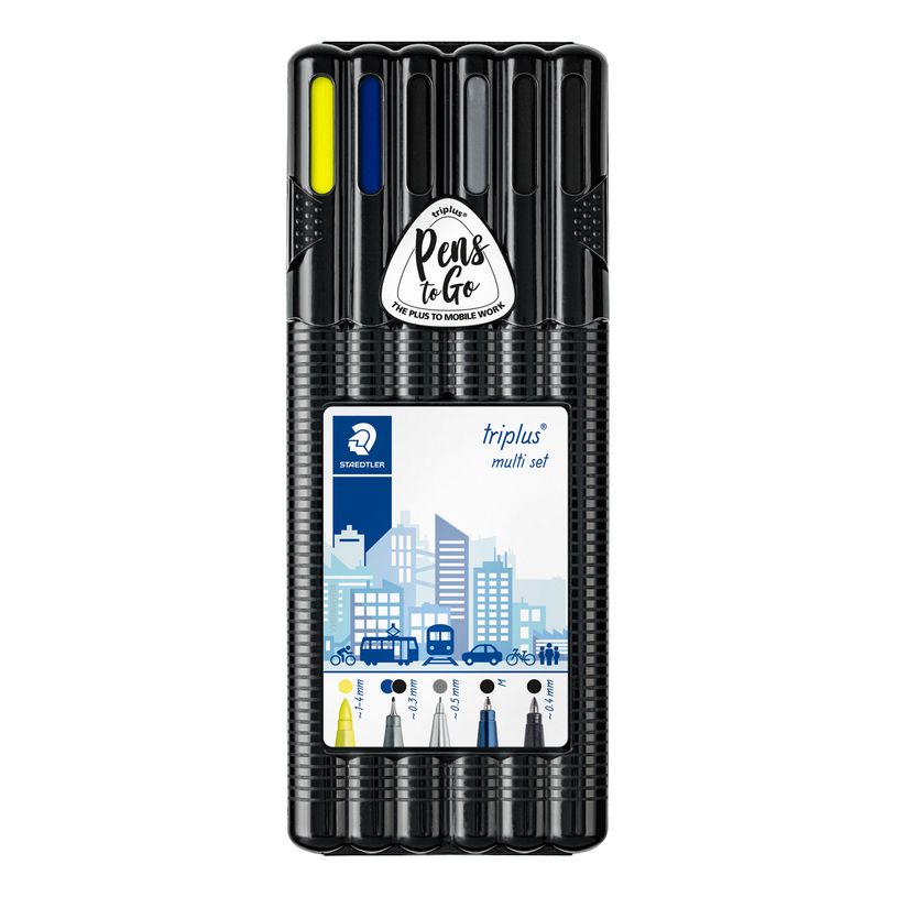 4007817340196-STAEDTLER triplus Black box - Pack avec stylo à bille, feutre fin, surligneur, porte-mine -P_79368082_1-0