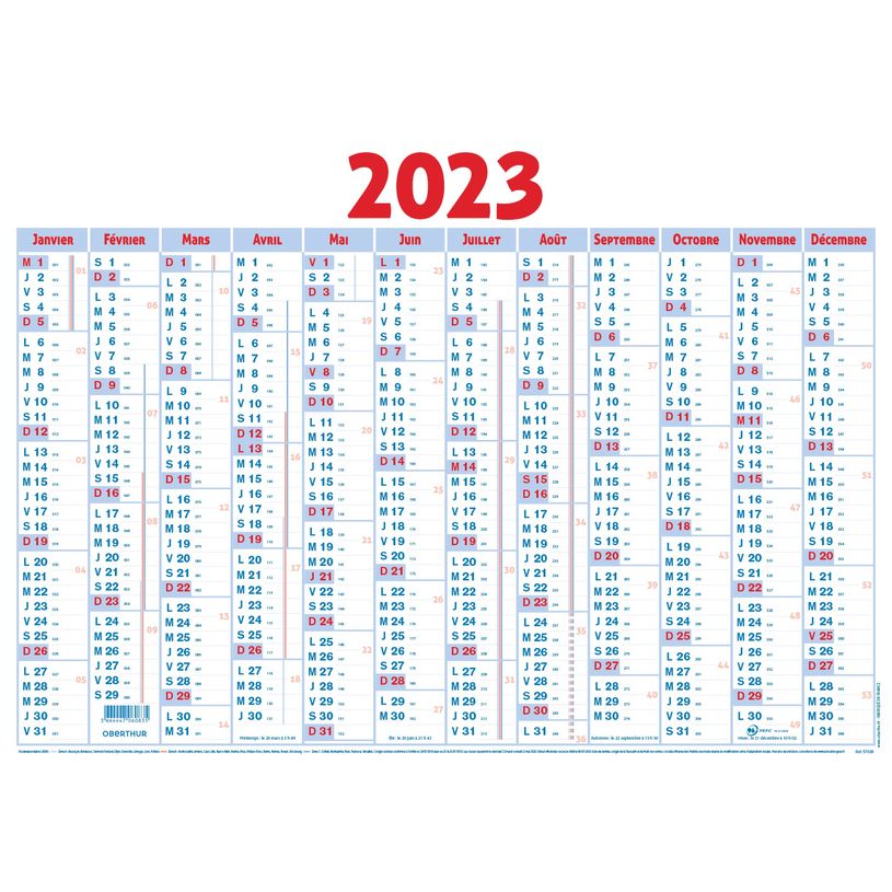 3664447125732-Oberthur Classique - Calendrier 12 mois par face - 41 x 57 cm-P_79368453_1-0