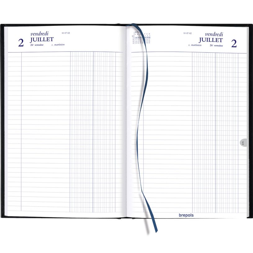 5412303133609-Agenda de la banque large Lima Jupiter 2nd volume - 1 jour sur 2 pages - 17 x 27 cm - noir - Brepols--1