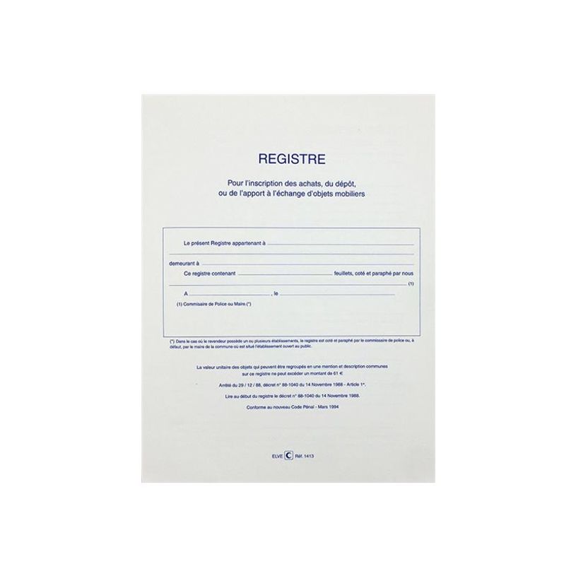 3416790014139-ELVE - Registre des objets mobiliers pour les antiquaires/brocanteurs - 32 x 25 cm-P_79369048_2-1