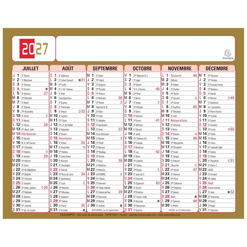 3660942002486-Calendrier Tricolore - 6 mois par face - 18 x 13,5 cm - Exacompta--1