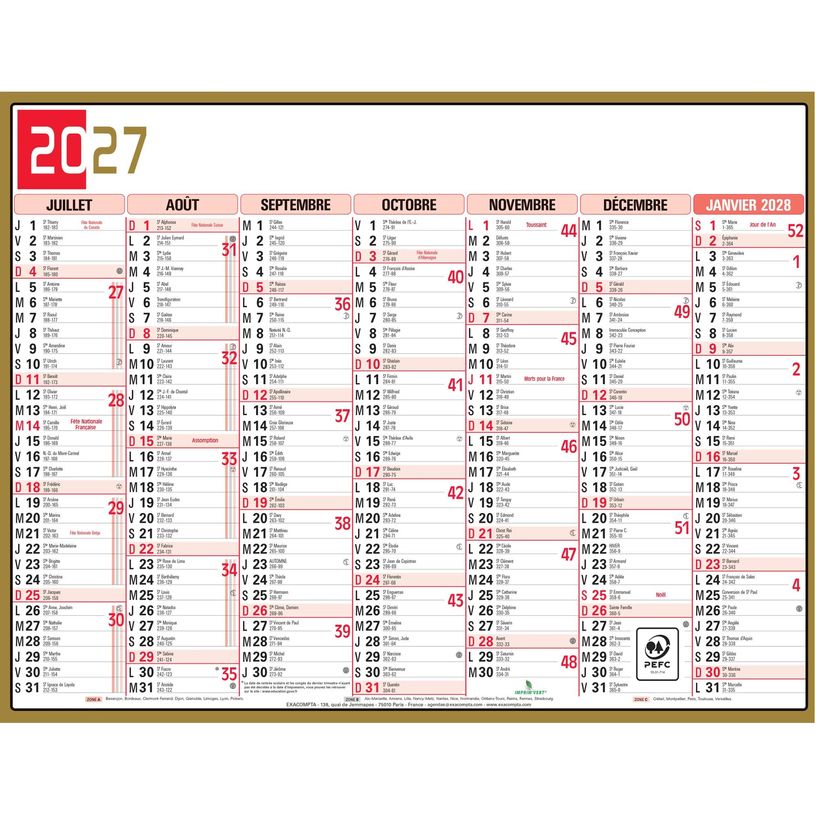 3660942002493-Calendrier Tricolore - 7 mois par face - 29,5 x 22 cm - Exacompta--0