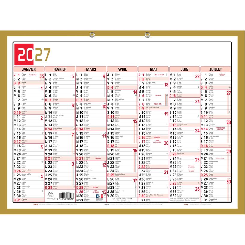3660942002509-Calendrier Tricolore - 7 mois par face - 43 x 33,5 cm - Exacompta--0