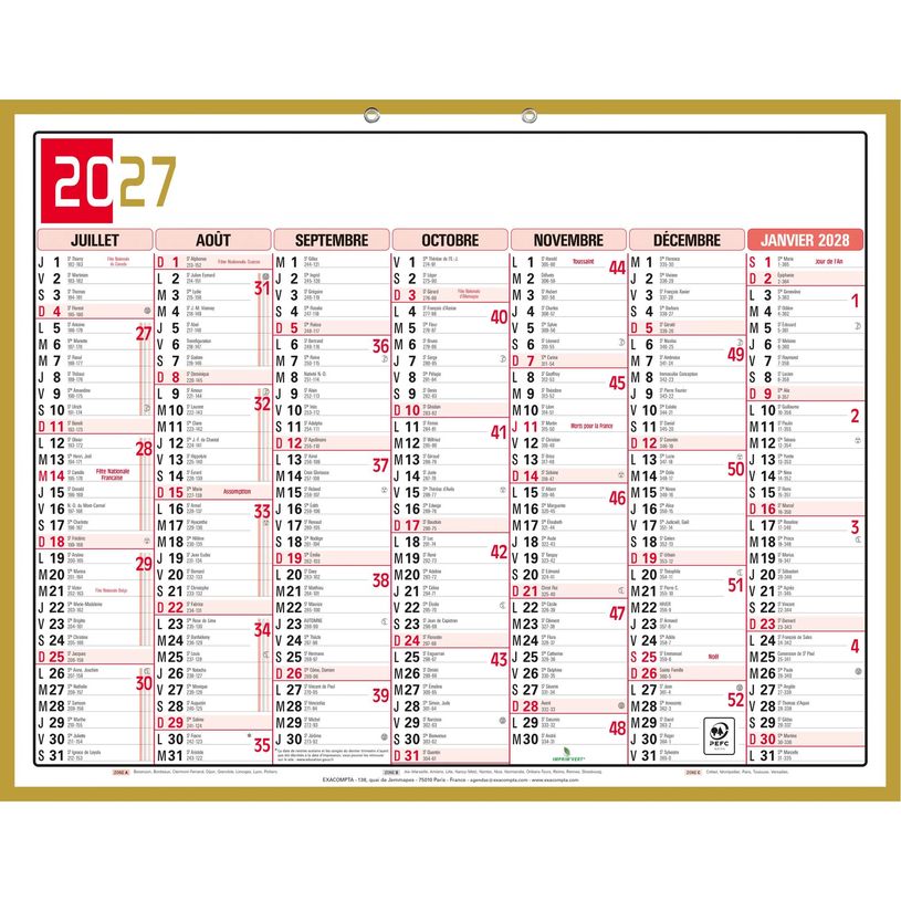 3660942002509-Calendrier Tricolore - 7 mois par face - 43 x 33,5 cm - Exacompta--1