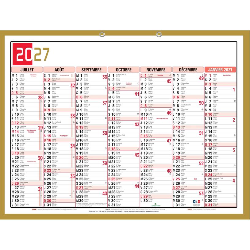 3660942002516-Calendrier Tricolore - 7 mois par face - 55 x 40,5 cm - Exacompta--0