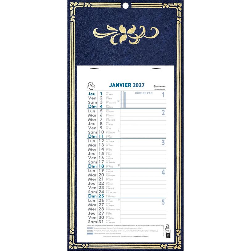 3660942004299-Calendrier mensuel avec feuillets détachables 15,5 x 28,5 cm sur plaque décors Skytos 19 x 41 cm  - disponible dans différentes cou--0